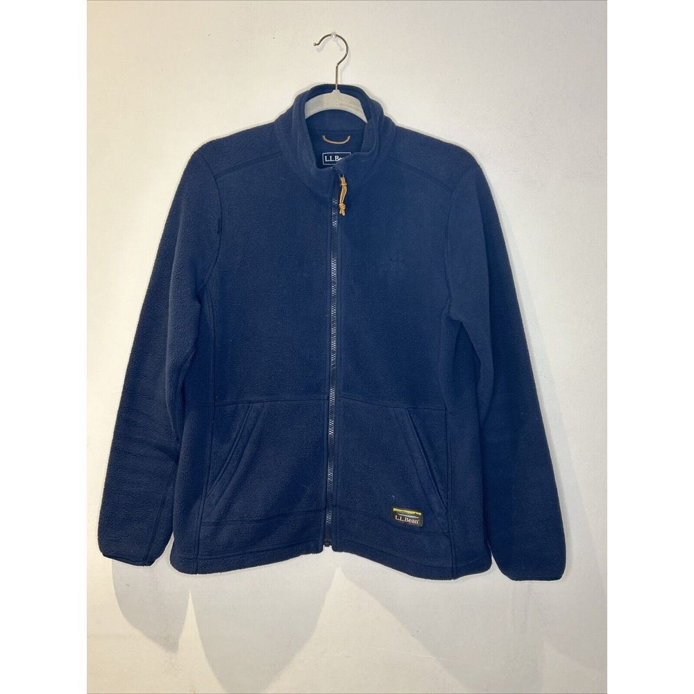 LL Bean Mens M Sweater Fleece Full Zip Jacket Small Navy Blue ItemID 505377